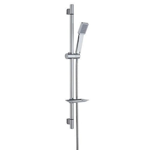 Душевой гарнитур LUXE Square: стойка d25мм лейка d65мм 1ф. шл.1.5м мыльница хром MELODIA MSC00103C