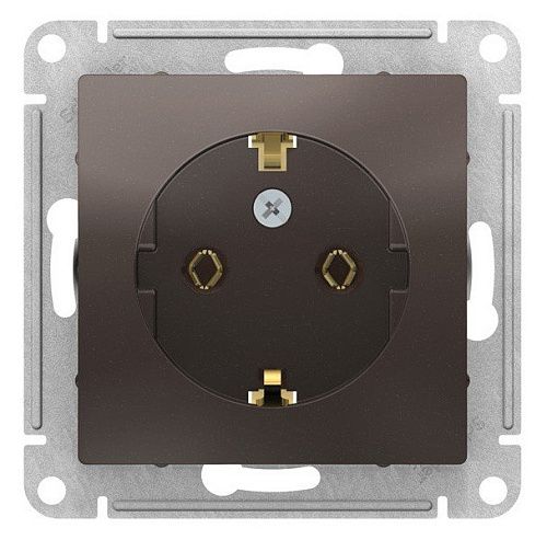 Розетка 1-я с/з 16А (мокко) ATLASDESIGN SE