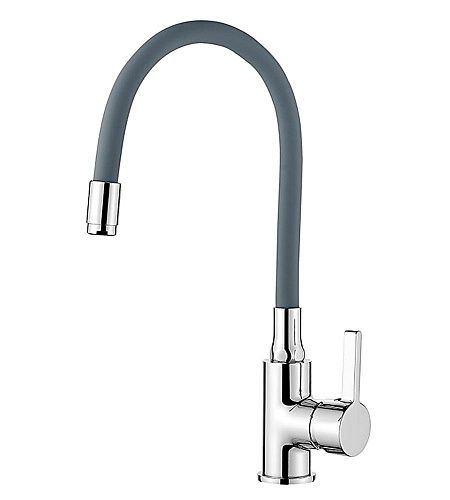 Смеситель кухня LEDEME картридж 35мм c гайкой гибкий шланг серый L4898-9 (Гарантия 5 лет)