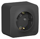Розетка ОУ с заземлением с защитными шторками с изолирующей пластиной (антрацит) BLANCA SE