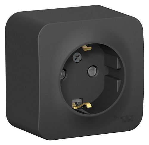 Розетка ОУ с заземлением с защитными шторками с изолирующей пластиной (антрацит) BLANCA SE