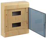 Бокс навесной 2ряда 24 мод. 302х370х95мм с N/PE-12/12 прозрачная дверь IP40 (сосна на свет осн) ТУСО Ruvinil (68324-27М)