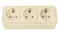 Розетка ОУ 3-я с заземлением (бежевый) Пралеска BYLECTRICA