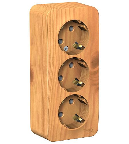 Розетка ОУ 3-я с заземлением с изолирующей пластиной (ясень) BLANCA SE