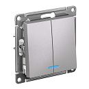 Выключатель 2кл с подсветкой схема 5а 10АХ (алюминий) ATLASDESIGN SE