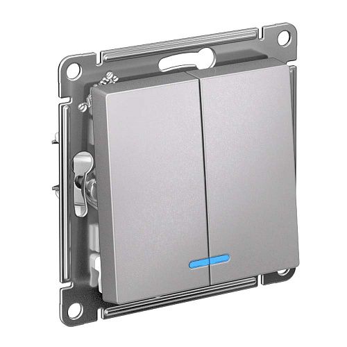 Выключатель 2кл с подсветкой схема 5а 10АХ (алюминий) ATLASDESIGN SE