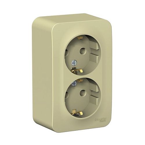 Розетка ОУ  2-я с заземлением с изолирующей пластиной (бежевый) BLANCA SE