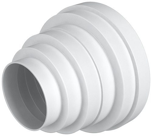 Соединитель универсальный круглых воздуховодов эксцентрик пластик ø160/150/125/120/100/80 (ПУ16.15.12.5.12.10.8.) ERA