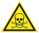 Знак самоклеящийся: Опасно. Ядовитые вещества (200х200х200мм)