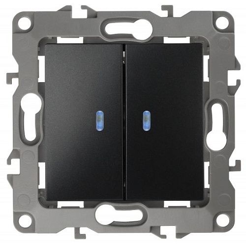 Выключатель 2кл с подсветкой 10АХ (антрацит) Эра12 ЭРА (12-1105-05)