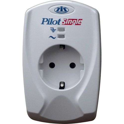 Сетевой фильтр + реле напряжения (белый) Pilot SINGLE ZIS