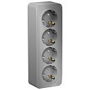 Розетка ОУ 16А 4 гнезда с заземлением с защитными шторками изолированные пластины (алюминий) BLANCA SE