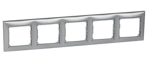 Рамка 5 постов горизонтальная (алюминий) Valena Classic Legrand (770155)