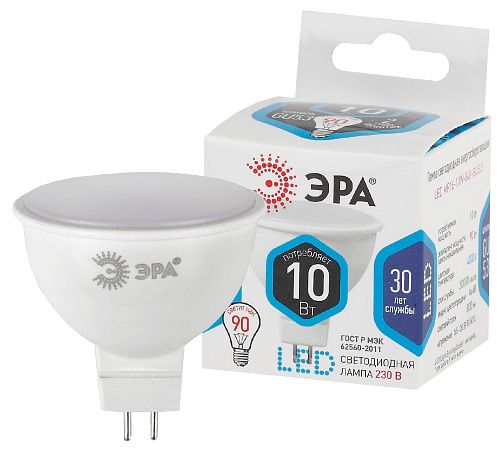 Лампа светодиодная LED MR16-10W-840-GU5.3 10Вт 4000К 800Лм GU5.3 серия Стандарт (2 года) ЭРА