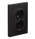 Розетка 2-я с заземлением 16А в сборе (карбон) ATLASDESIGN SE