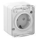 Розетка ОУ с заземлением с защитными шторками 16А IP54 (белый) AtlasDesign Profi54 SE