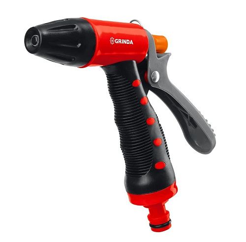Пистолет поливочный с регулятором напора и сопла курок сзади пластиковый с TPR GRINDA T-R 8-427186