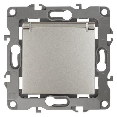 Розетка 2P+E Schuko с защитными шторками с крышкой 16A (перламутр) Эра12 ЭРА (12-2103-15)