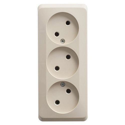 Розетка ОУ 3-я без заземления (кремовый) ЭТЮД SE