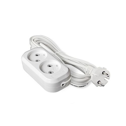 Удлинитель 2 гнезда 2.0м (белый) Премиум UNIVersal
