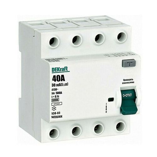 Устройство защитного отключения 4п 40А 30мА тип AC УЗО-03 (14235DEK)