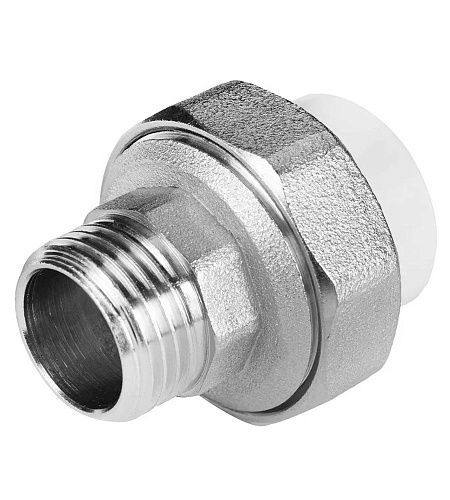 Муфта PP-R комбинированная разъёмная раструбная НР РОСТерм  32-3/4" белая