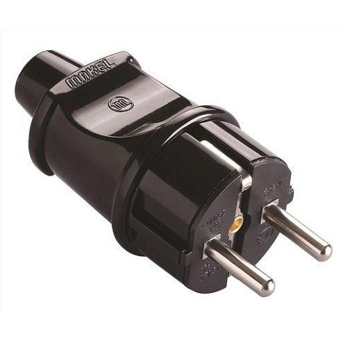 Вилка прямая с з/к 16А 220В IP20 (черный) MAKEL