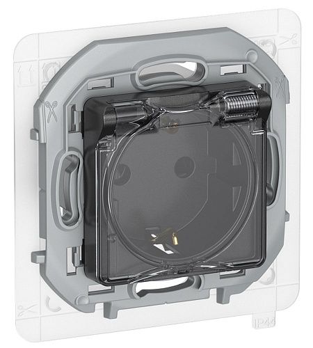 Розетка 2К+З с защитными шторками с крышкой немецкий стандарт IP44 (антрацит) IEKINSPIRIA IEK (6737431)