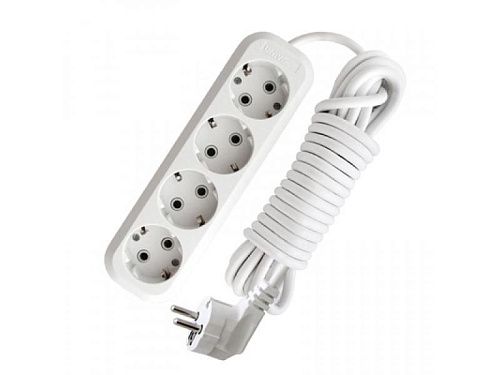 Удлинитель 4 гнезда с з/к 5.0м (белый) Премиум UNIVersal