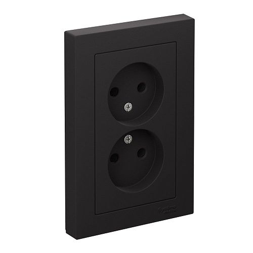 Розетка 2-я без заземления 16А в сборе (карбон) ATLASDESIGN SE