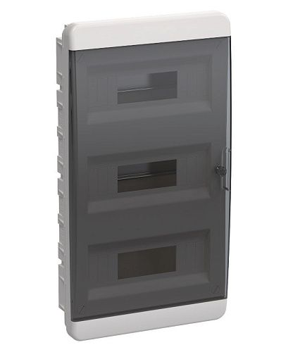 TEKFOR Корпус пластиковый СУ ЩРВ-П-36 с N/PE-13/13 (прозрачная черная дверь) 102х535х290 IP41 (IEK)