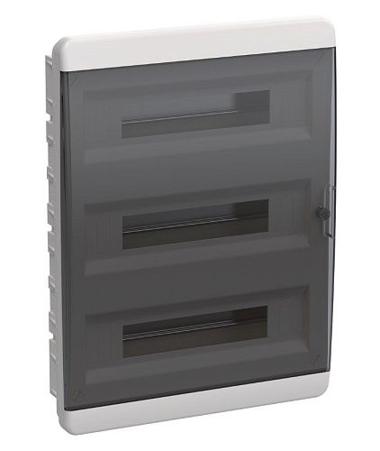 TEKFOR Корпус пластиковый СУ ЩРВ-П-54 с N/PE-21/21 (прозрачная черная дверь) 102х535х398 IP41 (IEK)