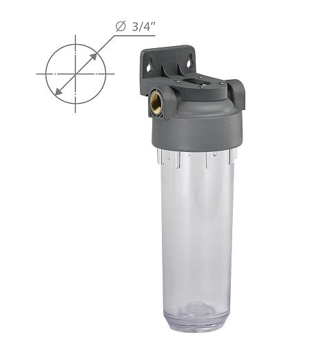 Корпус магистрального фильтра 10SL 3/4 Г-Г для ХВС прозрачный БАРЬЕР