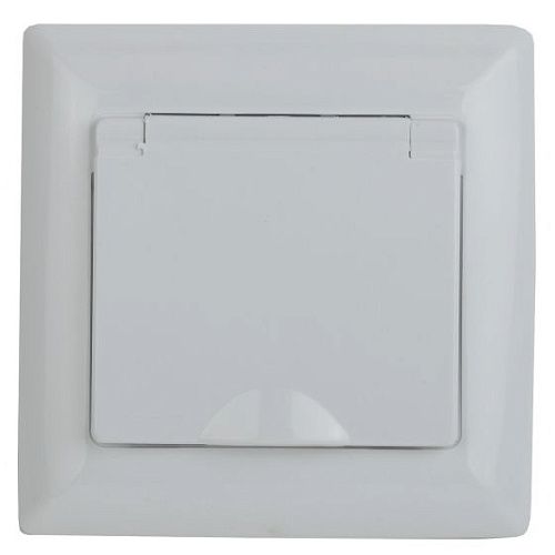 Розетка 2P+E Schuko с крышкой 16А (белый) Intro Solo ЭРА (4-203-01)