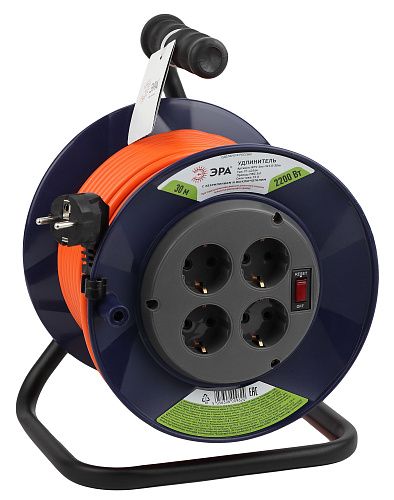 Удлинитель на катушке RP-4e(-RPx-4es)3х1.0-30m 4 гнезда 30м ПВС 3х1 с/з ЭРА Б0046847