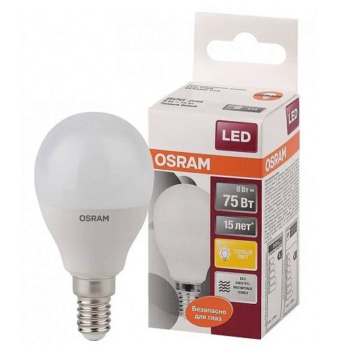 Лампа светодиодная шар STAR CLASSIC LS CLP 8Вт 830 3000К 800Лм E14 4058075210806 OSRAM