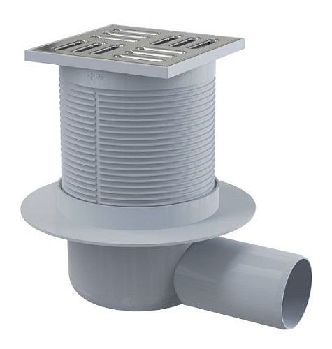 Трап ПП 50 гор. выпуск решетка из нержавеющей стали 105х105мм мокрый затвор APV1 ALCAPLAST