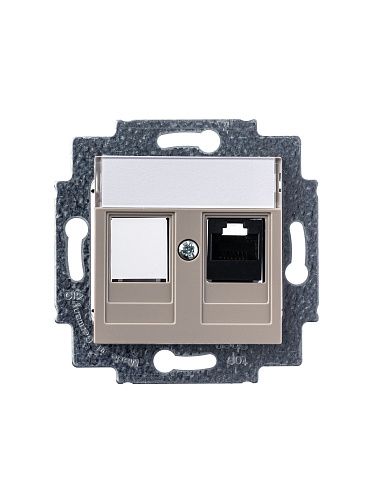Розетка PC RJ45 категория 5e + заглушка (кофе макиато) Levit ABB