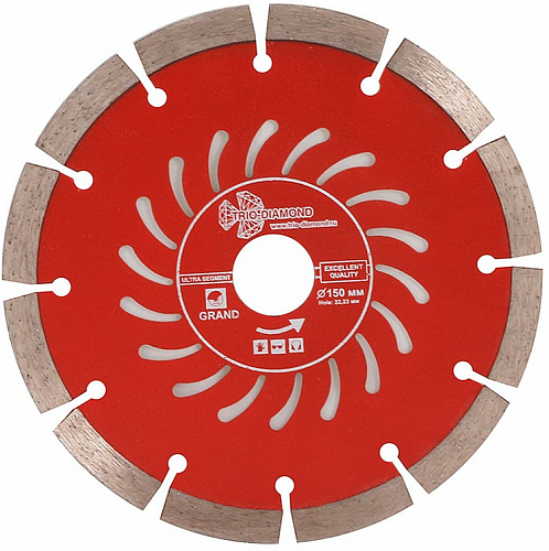 Диск отр. алмаз. сегментный 150*10*22.23 2.2 универсальный Grand hot press TRIO-DIAMOND