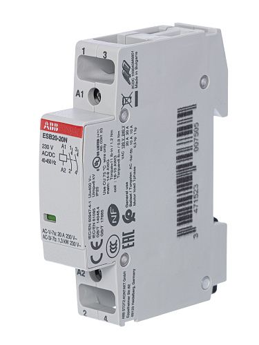 Контактор модульный ESB20-20N-06 (20А АС-1. 2НО) катушка 230В AC/DC ABB (1SBE121111R0620)