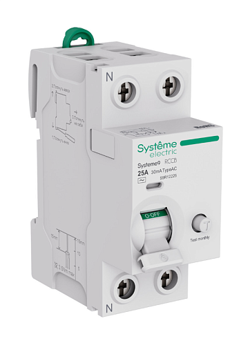 Устройство защитного отключения 25А 2п 30мА тип AC 230В Systeme9 SE (S9R12225)