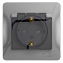 Розетка с заземлением с защитными шторками с крышкой IP44 в сборе (алюминий) GLOSSA SE