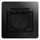Розетка с заземлением с защитными шторками с крышкой в сборе IP44 (антрацит) GLOSSA SE