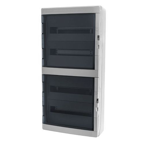 Бокс навесной 4ряда 18мод 878x432x160мм с N/PE 8x10x16+10x10мм2 дымчатая дверь IP65 GALANT стойкая к УФ Elektro-Plast