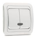 Выключатель СУ 2кл c подсветкой со вставкой (белый) Mimoza MAKEL