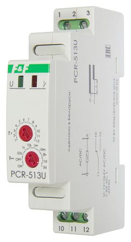 Реле времени PCR-513 с задержкой включения 0.1сек-24суток 8А 1NO/NC F&F