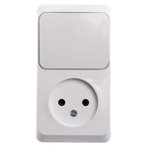 Блок ОУ: розетка без заземления + выключатель 1кл (белый) ЭТЮД SE