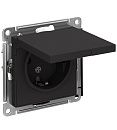 Розетка с заземлением с защитными шторками с крышкой 16А IP20 (карбон) ATLASDESIGN SE