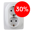 Розетка 2-я 2P+E Schuko 16A (белый) Эра12 ЭРА (12-2106-01)