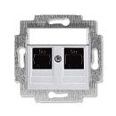 Розетка 2-я PC RJ45 категория 5e (серебро) Levit ABB Розетка 2-я PC RJ45 категория 5e (серебро) Levit ABB